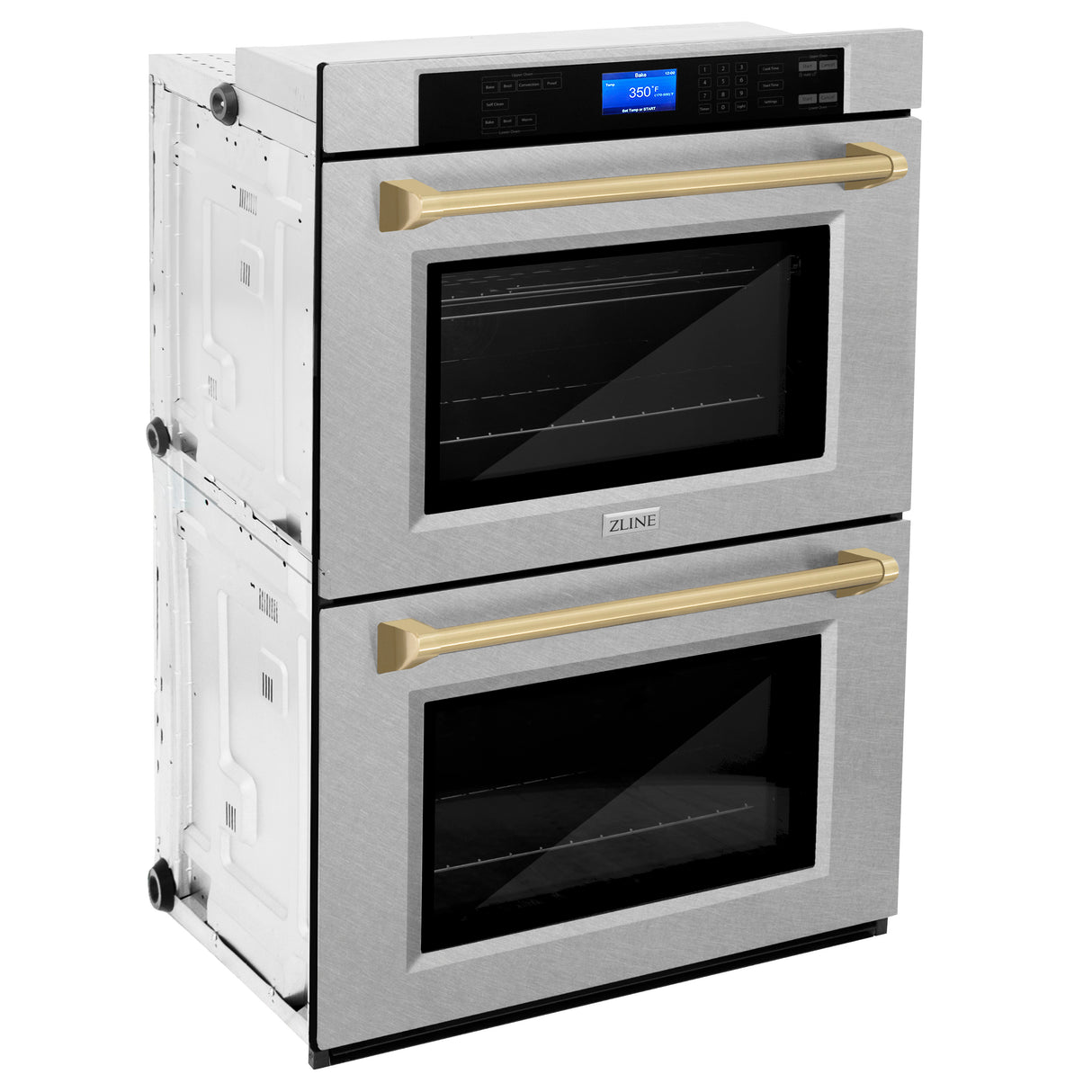 ZLINE 30" Autograph Edition Double Wall Oven with Self Clean and True Convection in Fingerprint Resistant Stainless Steel and Champagne Bronze (AWDSZ-30-CB)