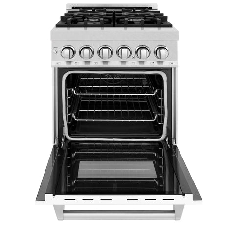 ZLINE 24" 2.8 cu ft Dual Fuel Range with Gas Stove and Electric Oven in Fingerprint Resistant Stainless Steel and White Matte Door (RAS-WM-24)