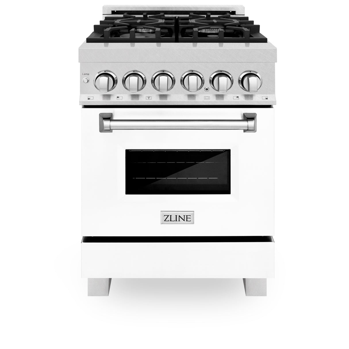 ZLINE 24" 2.8 cu ft Dual Fuel Range with Gas Stove and Electric Oven in Fingerprint Resistant Stainless Steel and White Matte Door (RAS-WM-24)