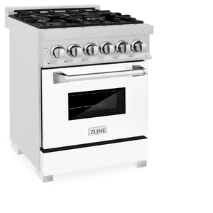 ZLINE 24" 2.8 cu ft Dual Fuel Range with Gas Stove and Electric Oven in Fingerprint Resistant Stainless Steel and White Matte Door (RAS-WM-24)