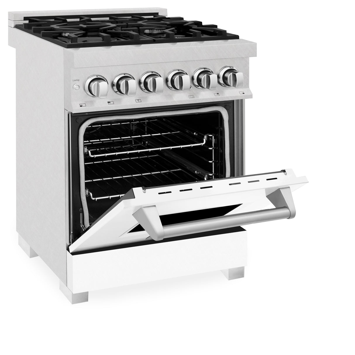 ZLINE 24" 2.8 cu ft Dual Fuel Range with Gas Stove and Electric Oven in Fingerprint Resistant Stainless Steel and White Matte Door (RAS-WM-24)