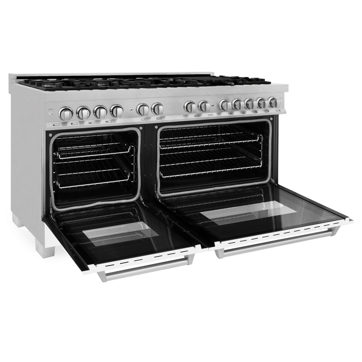 ZLINE 60" 7.4 cu ft Dual Fuel Range with Gas Stove and Electric Oven in Fingerprint Resistant Stainless Steel and White Matte Doors (RAS-WM-60)