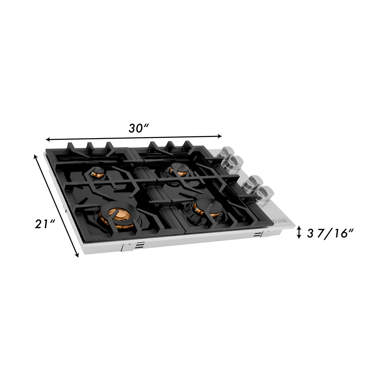 ZLINE 30" Dropin Gas Stovetop with 4 Gas Brass Burners and Black Porcelain Top (RC-BR-30-PBT)