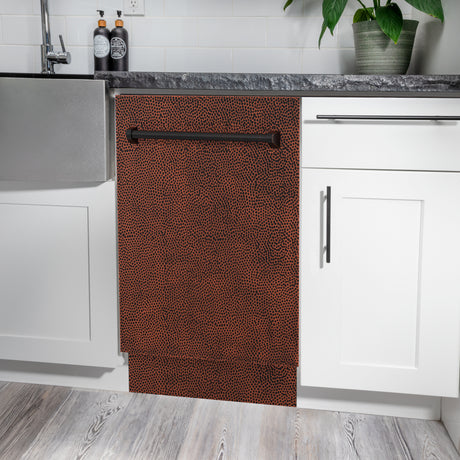 ZLINE 18" Tallac Series 3rd Rack Top Control Built-In Dishwasher in Hand Hammered Copper with Stainless Steel Tub, 51dBa (DWV-HH-18)