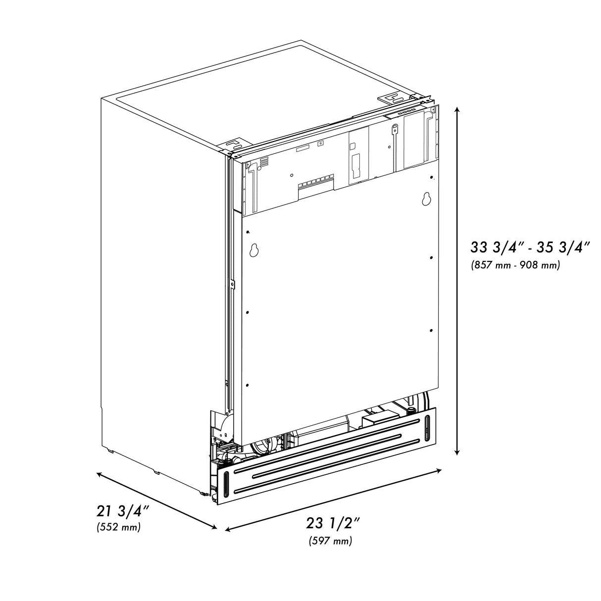 ZLINE 24" Tallac Series 3rd Rack Tall Tub Dishwasher in Custom Panel Ready with Stainless Steel Tub, 51dBa (DWV-24)