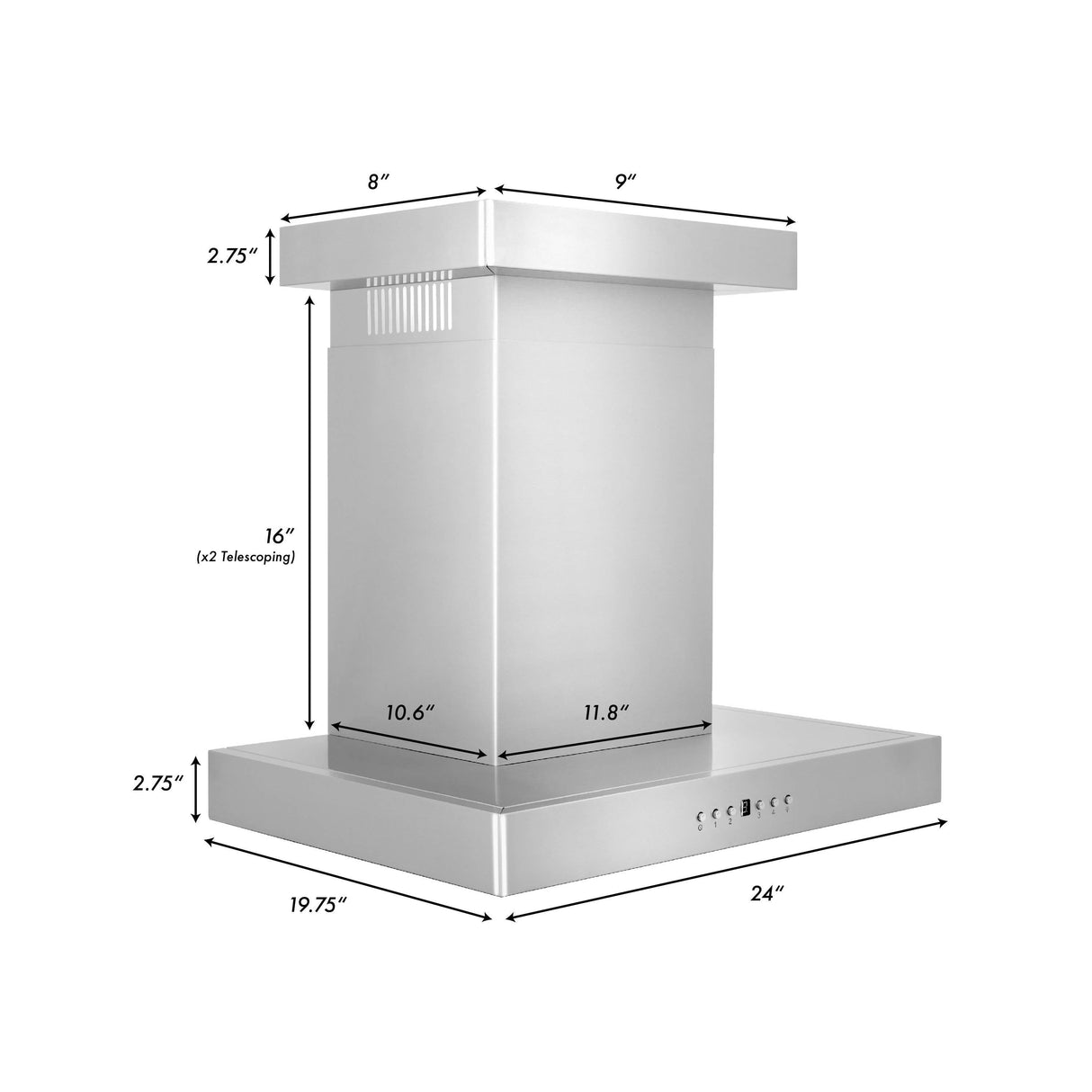 ZLINE 24" Convertible Vent Wall Mount Range Hood in Stainless Steel with Crown Molding (KECRN-24)