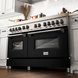 ZLINE 60" 7.4 cu ft Dual Fuel Range with Gas Stove and Electric Oven in Stainless Steel and Black Matte Door (RA-BLM-60)