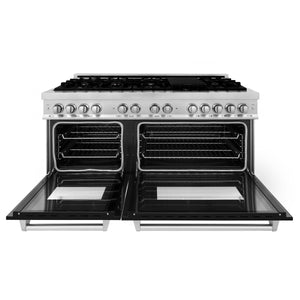 ZLINE 60" 7.4 cu ft Dual Fuel Range with Gas Stove and Electric Oven in Stainless Steel and Black Matte Door (RA-BLM-60)