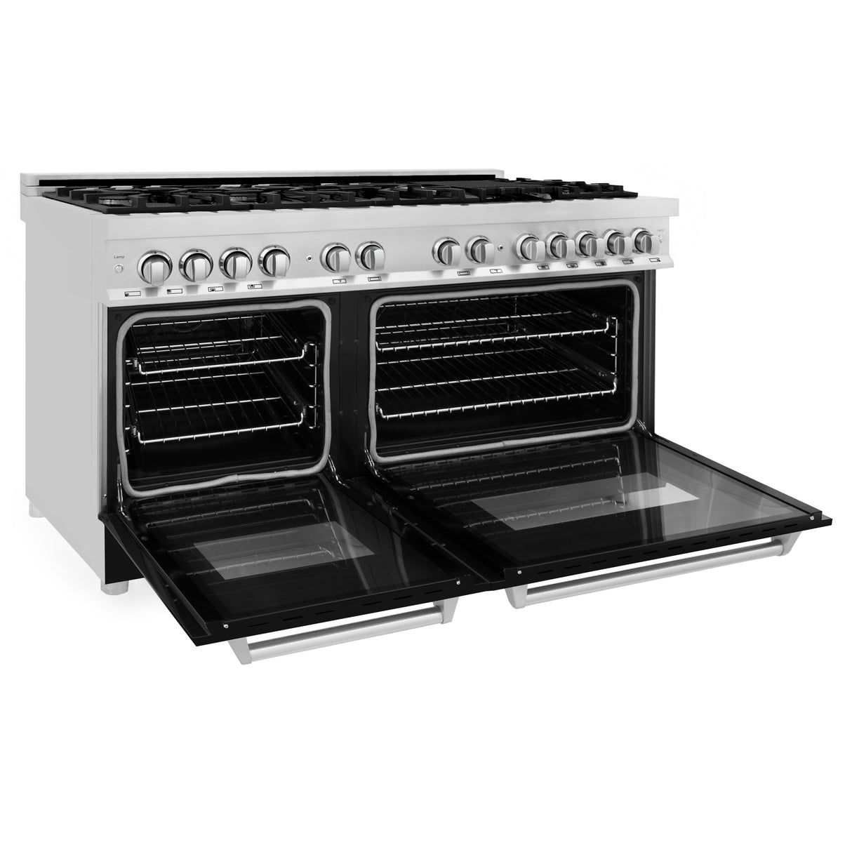 ZLINE 60" 7.4 cu ft Dual Fuel Range with Gas Stove and Electric Oven in Stainless Steel and Black Matte Door (RA-BLM-60)