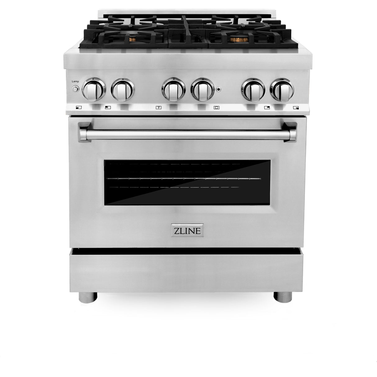 ZLINE 30" 4.0 cu ft Dual Fuel Range with Gas Stove and Electric Oven in Stainless Steel with Brass Burners (RA-BR-30)