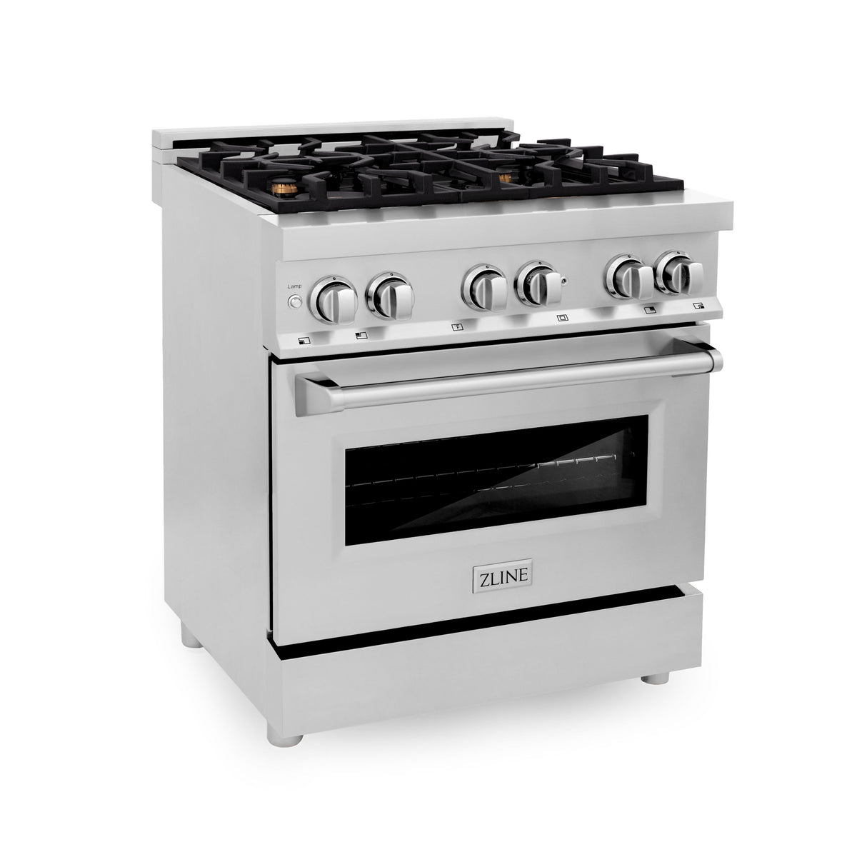 ZLINE 30" 4.0 cu ft Dual Fuel Range with Gas Stove and Electric Oven in Stainless Steel with Brass Burners (RA-BR-30)