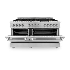 ZLINE 60" 7.4 cu ft Dual Fuel Range with Gas Stove and Electric Oven in Stainless Steel with Brass Burners (RA-BR-60)