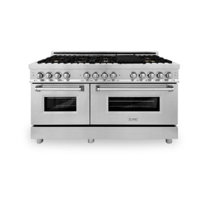 ZLINE 60" 7.4 cu ft Dual Fuel Range with Gas Stove and Electric Oven in Stainless Steel with Brass Burners (RA-BR-60)