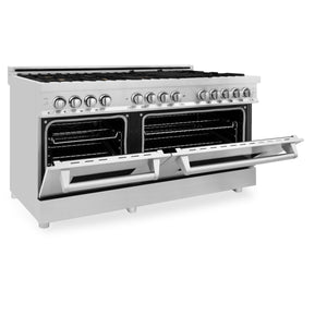 ZLINE 60" 7.4 cu ft Dual Fuel Range with Gas Stove and Electric Oven in Stainless Steel with Brass Burners (RA-BR-60)