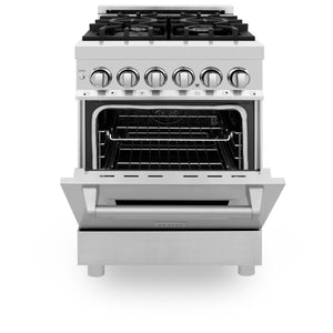 ZLINE 24" 2.8 cu ft Dual Fuel Range with Gas Stove and Electric Oven in Stainless Steel (RA24)