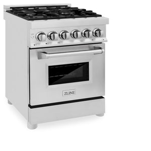 ZLINE 24" 2.8 cu ft Dual Fuel Range with Gas Stove and Electric Oven in Stainless Steel (RA24)