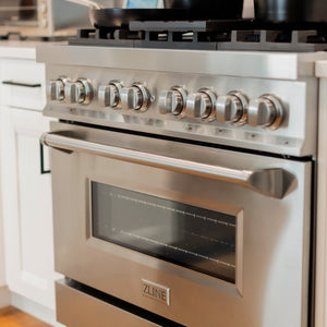 ZLINE 36" 4.6 cu ft Dual Fuel Range with Gas Stove and Electric Oven in Stainless Steel (RA36)