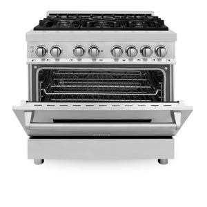 ZLINE 36" 4.6 cu ft Dual Fuel Range with Gas Stove and Electric Oven in Stainless Steel (RA36)