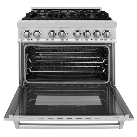 ZLINE 36" 4.6 cu ft Dual Fuel Range with Gas Stove and Electric Oven in Stainless Steel (RA36)