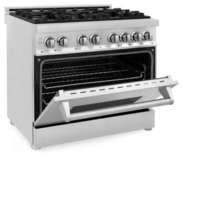 ZLINE 36" 4.6 cu ft Dual Fuel Range with Gas Stove and Electric Oven in Stainless Steel (RA36)