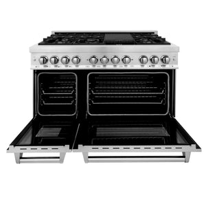 ZLINE 48" 6.0 cu ft Dual Fuel Range with Gas Stove and Electric Oven in Stainless Steel (RA48)