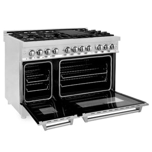 ZLINE 48" 6.0 cu ft Dual Fuel Range with Gas Stove and Electric Oven in Stainless Steel (RA48)