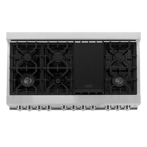 ZLINE 48" 6.0 cu ft Dual Fuel Range with Gas Stove and Electric Oven in Stainless Steel (RA48)