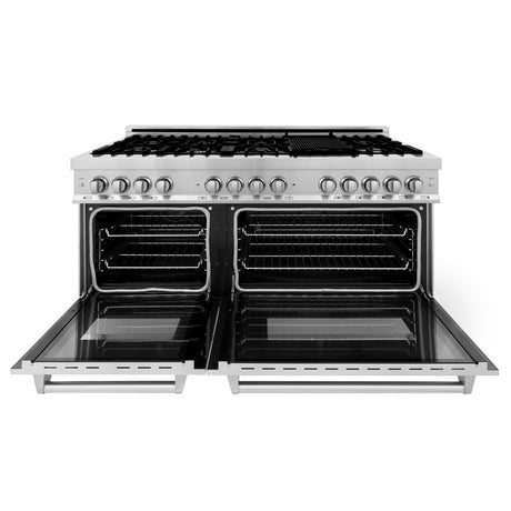 ZLINE 60" 7.4 cu ft Dual Fuel Range with Gas Stove and Electric Oven in Stainless Steel (RA60)