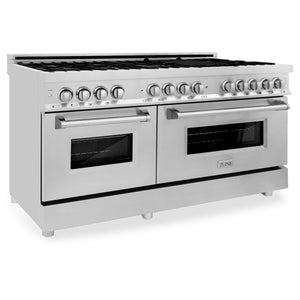 ZLINE 60" 7.4 cu ft Dual Fuel Range with Gas Stove and Electric Oven in Stainless Steel (RA60)