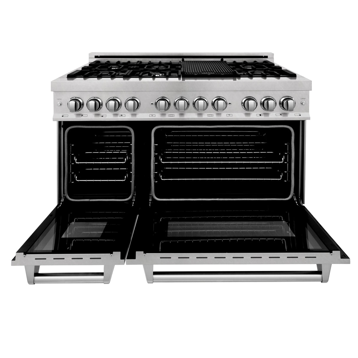 ZLINE 48" 6.0 cu ft Dual Fuel Range with Gas Stove and Electric Oven in Fingerprint Resistant Stainless Steel (RAS-SN-48)