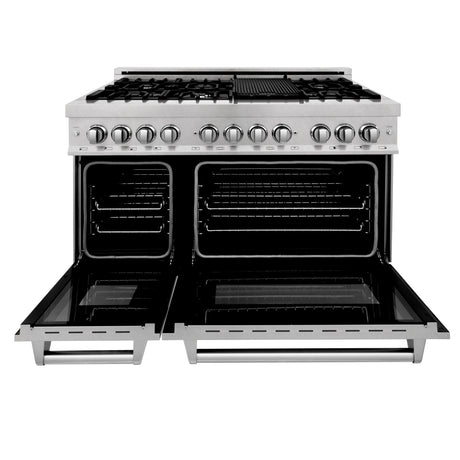 ZLINE 48" 6.0 cu ft Dual Fuel Range with Gas Stove and Electric Oven in Fingerprint Resistant Stainless Steel (RAS-SN-48)