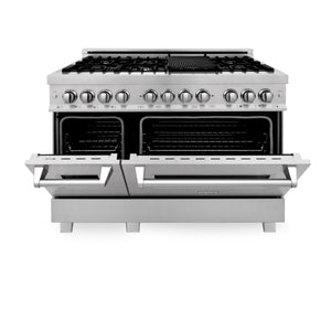 ZLINE 48" 6.0 cu ft Dual Fuel Range with Gas Stove and Electric Oven in Fingerprint Resistant Stainless Steel (RAS-SN-48)