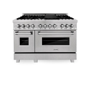 ZLINE 48" 6.0 cu ft Dual Fuel Range with Gas Stove and Electric Oven in Fingerprint Resistant Stainless Steel (RAS-SN-48)