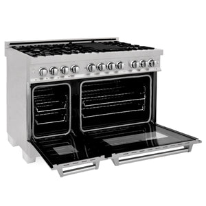 ZLINE 48" 6.0 cu ft Dual Fuel Range with Gas Stove and Electric Oven in Fingerprint Resistant Stainless Steel (RAS-SN-48)