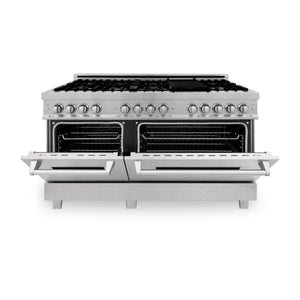 ZLINE 60" 7.4 cu ft Dual Fuel Range with Gas Stove and Electric Oven in Fingerprint Resistant Stainless Steel (RAS-SN-60)