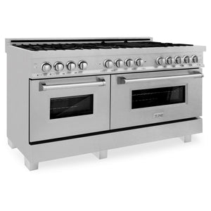 ZLINE 60" 7.4 cu ft Dual Fuel Range with Gas Stove and Electric Oven in Fingerprint Resistant Stainless Steel (RAS-SN-60)