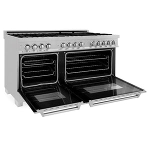 ZLINE 60" 7.4 cu ft Dual Fuel Range with Gas Stove and Electric Oven in Fingerprint Resistant Stainless Steel (RAS-SN-60)