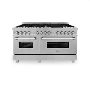 ZLINE 60" 7.4 cu ft Dual Fuel Range with Gas Stove and Electric Oven in Fingerprint Resistant Stainless Steell with Brass Burners (RAS-SN-BR-60)