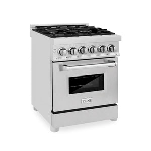 ZLINE 24" 2.8 cu ft Dual Fuel Range with Gas Stove and Electric Oven in Fingerprint Resistant Stainless Steel (RA-SN-24)