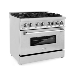 ZLINE 36" 4.6 cu ft Dual Fuel Range with Gas Stove and Electric Oven in Fingerprint Resistant Stainless Steel (RA-SN-36)