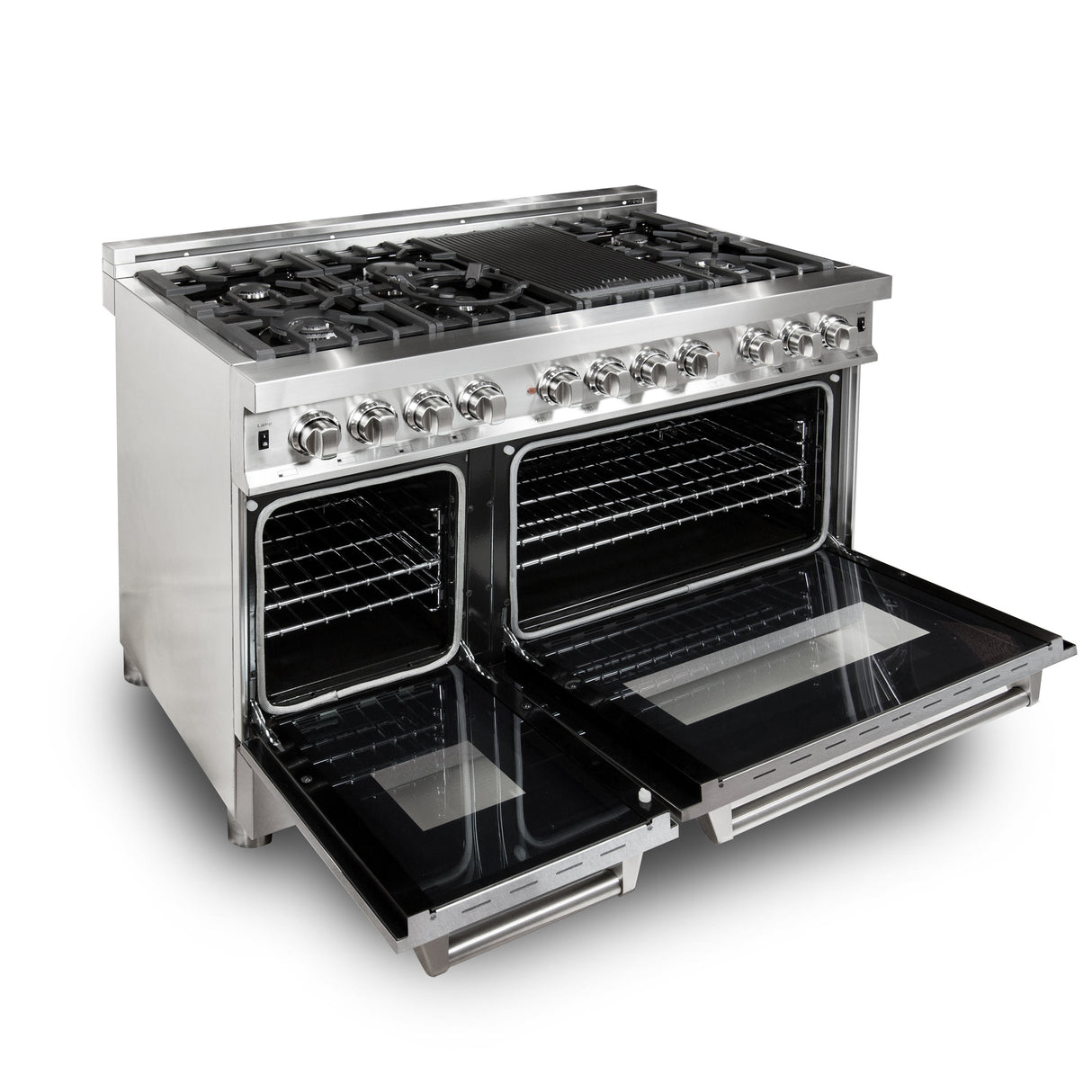 ZLINE 48" 6.0 cu ft Dual Fuel Range with Gas Stove and Electric Oven in Fingerprint Resistant Stainless Steel (RA-SN-48)