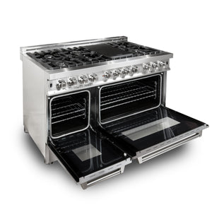 ZLINE 48" 6.0 cu ft Dual Fuel Range with Gas Stove and Electric Oven in Fingerprint Resistant Stainless Steel (RA-SN-48)