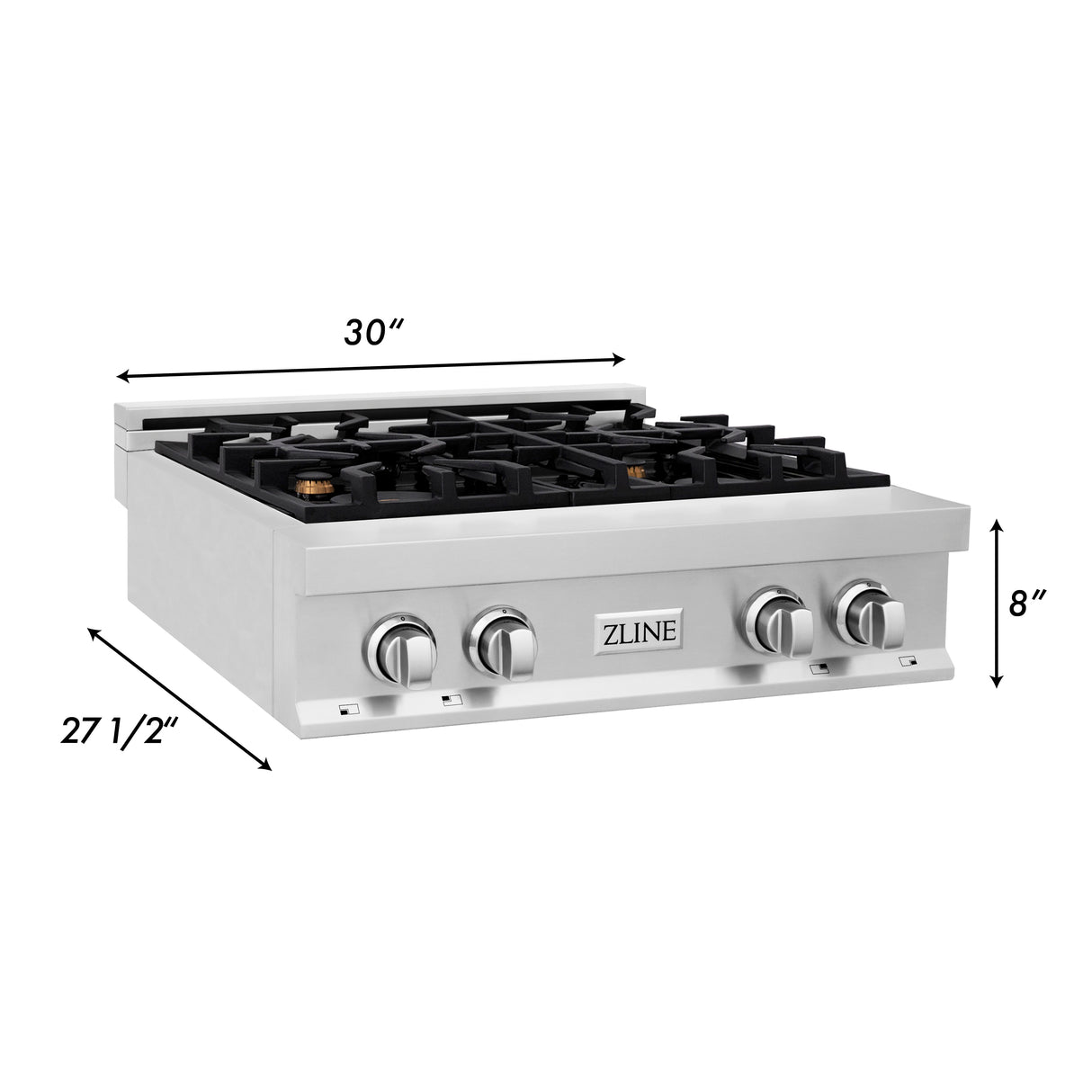 ZLINE 30" Porcelain Gas Stovetop with 4 Gas Brass Burners (RT-BR-30)