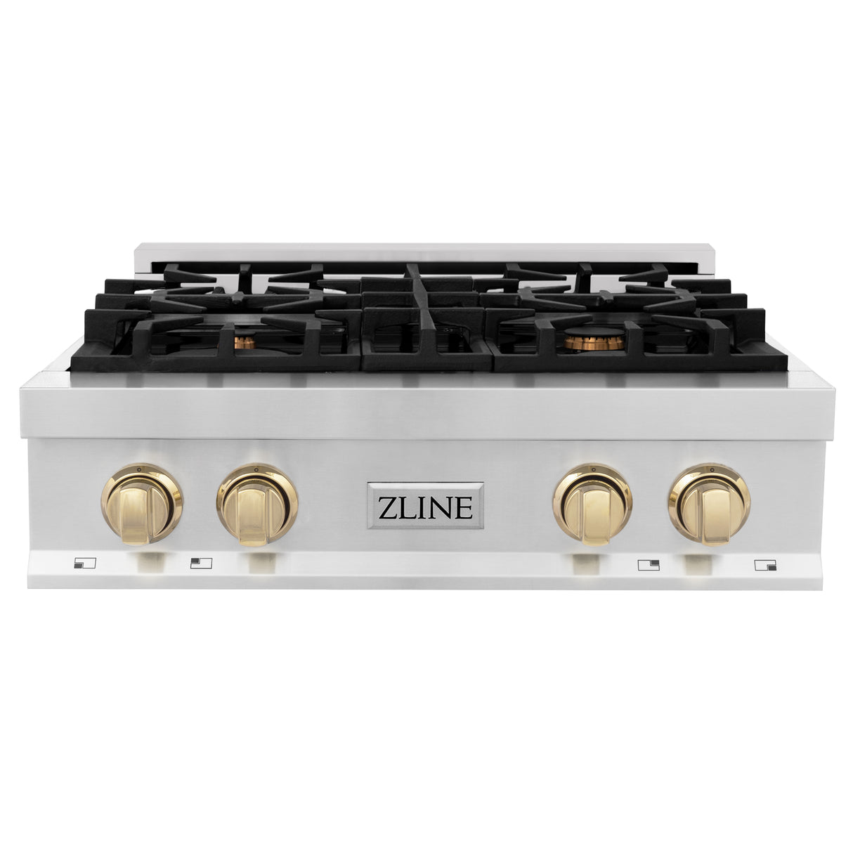 ZLINE Autograph Edition 30" Porcelain Rangetop with 4 Gas Burners in Stainless Steel and Gold Accents (RTZ-30-G)