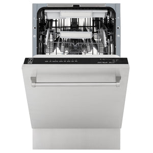 ZLINE 18" Tallac Series 3rd Rack Top Control Built-In Dishwasher in Stainless Steel and Traditional Handle, 51dBa (DWV-304-18)