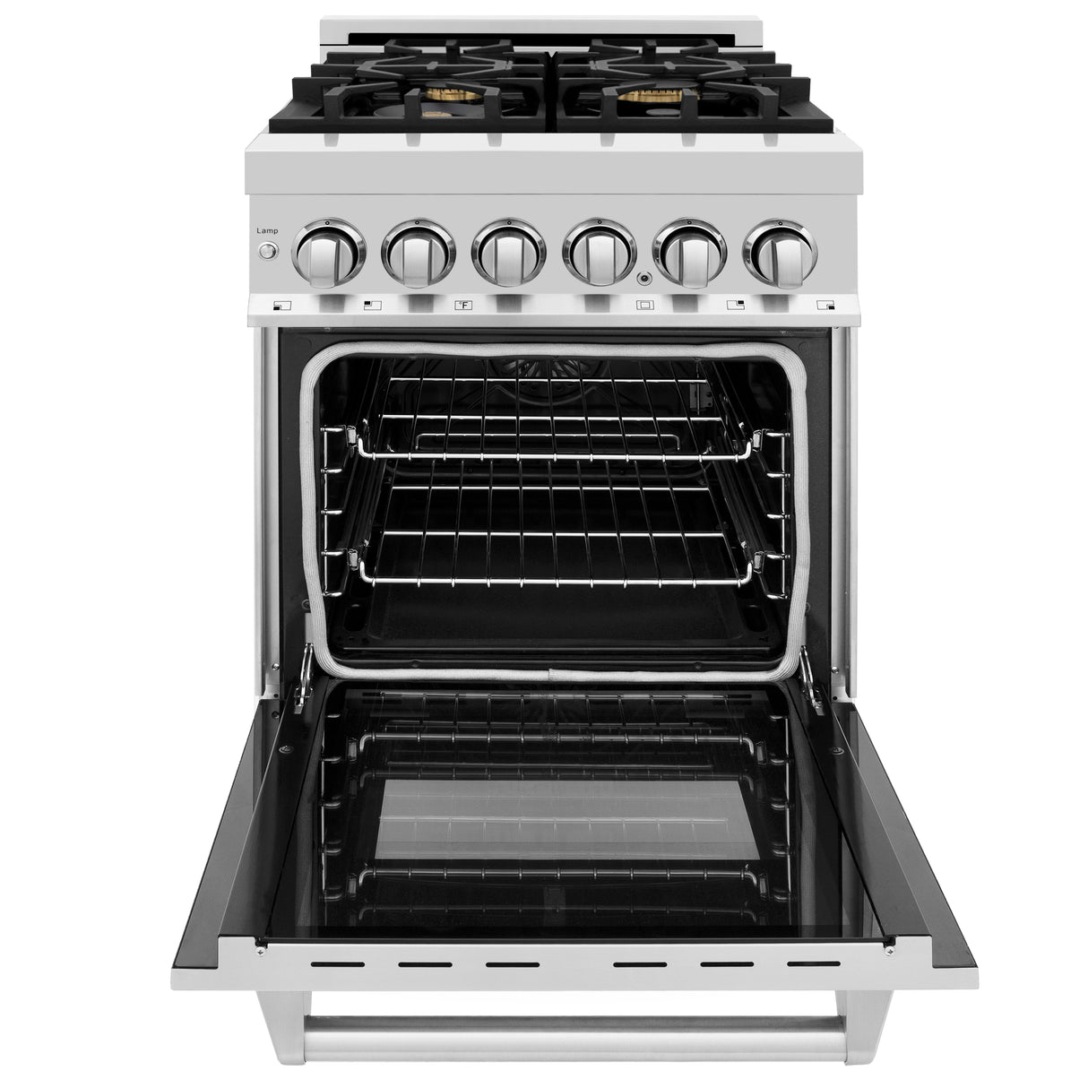 ZLINE 24" 2.8 cu ft Dual Fuel Range with Gas Stove and Electric Oven in Stainless Steel with Brass Burners (RA-BR-24)