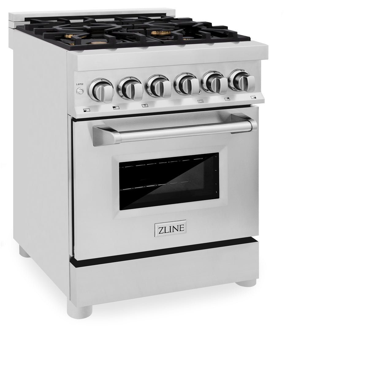 ZLINE 24" 2.8 cu ft Dual Fuel Range with Gas Stove and Electric Oven in Stainless Steel with Brass Burners (RA-BR-24)