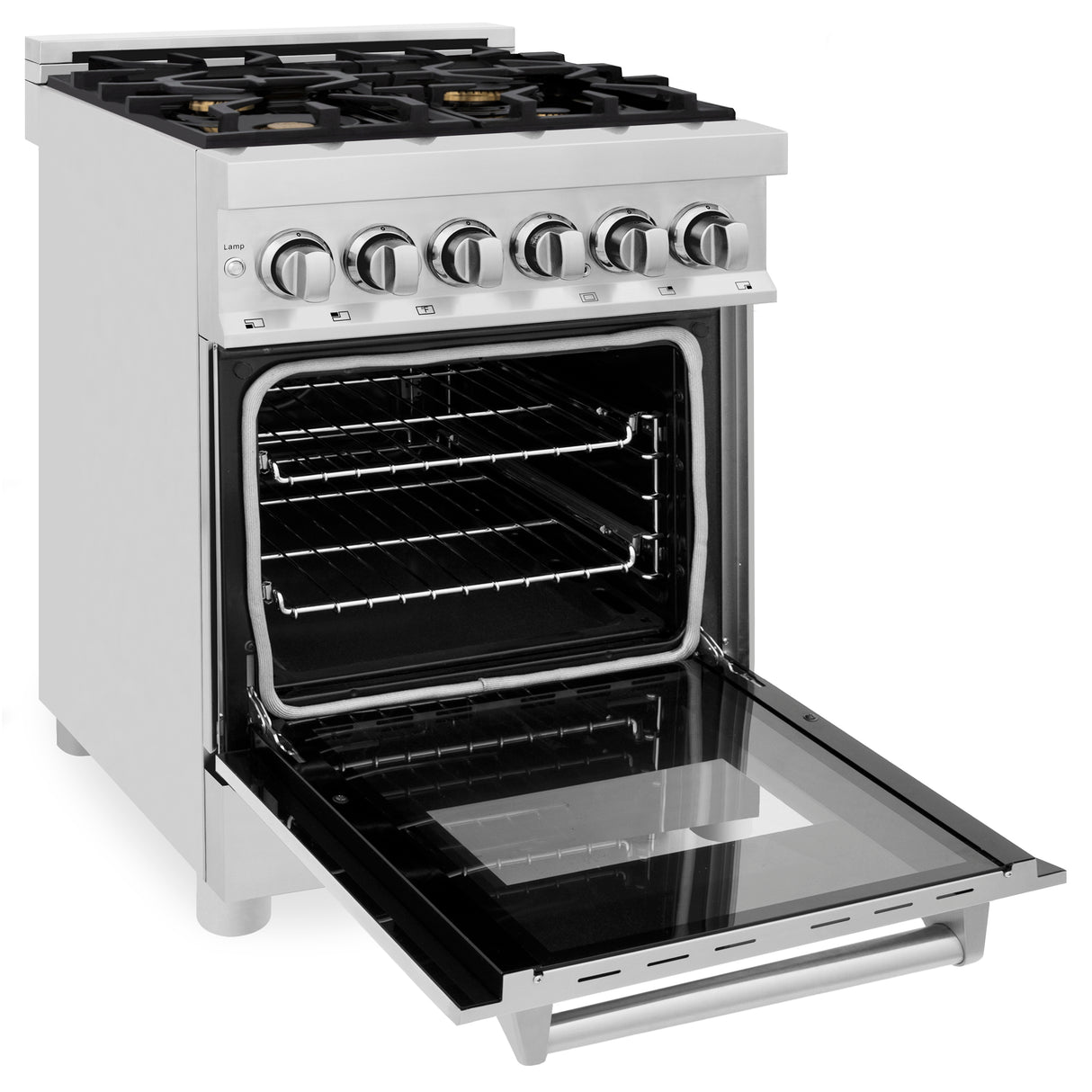 ZLINE 24" 2.8 cu ft Dual Fuel Range with Gas Stove and Electric Oven in Stainless Steel with Brass Burners (RA-BR-24)