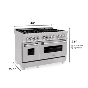 ZLINE 48" 6.0 cu ft Dual Fuel Range with Gas Stove and Electric Oven in Fingerprint Resistant Stainless Steel (RAS-SN-48)