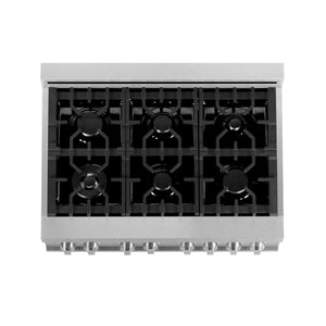 ZLINE 36" 4.6 cu ft Dual Fuel Range with Gas Stove and Electric Oven in in Fingerprint Resistant Stainless Steel (RAS-SN-36)